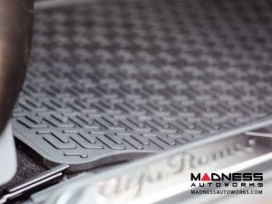 Alfa Romeo Giulia Floor Mat Set - All Weather Rubber Front/ Rear 4 Piece Set - Deluxe - RWD Model